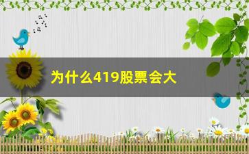 “为什么419股票会大跌